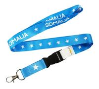 Tigoli Somalia Flag Lanyard with Detachable Buckle and Metal Clip, Blue Somali Neck Strap Keychain, Somalia Star Design ID Holder for Keys, Badges and Passes, 57cm Total Length, 2cm Strap Width