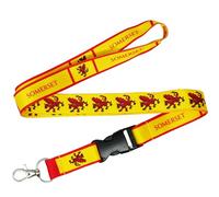Tigoli Somerset County Flag Lanyard Keychain Neck Strap with Detachable Buckle and Metal Clip Somerset Dragon Flag Design ID Badge Holder Keys Pass Card Holder Souvenir Gift 57cm x 2cm