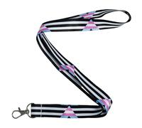 Tigoli Transgender Ally Lanyard - Black & White Striped Design with Trans Flag Arrows | Satin Double-Sided Lanyard with Metal Clip | LGBTQ+ Ally, Pride, and Equality Support