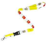 Tigoli Vatican City Flag Lanyard | Yellow & White Papal Emblem Design | 57cm Polyester Neck Strap with Detachable Keychain