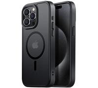 Tigowos Compatible with for Phone 15 Pro Phone Case Fits MagSafe 10FT Drop Resistant Matte Skin Feeling Back Cover Aluminum Alloy Keys for Phone 15 Pro Cases，Black
