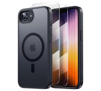 Tigowos Magnetic for iPhone 16E Case Fits MagSafe 16FT Drop Resistant Matte Skin Feeling Back Cover Shockproof Slim Fit for iPhone 16E Phone Case 6.1 inch, Black Set