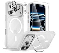 Tigowos Magnetic for iPhone 17 Pro Case with Camera Stand [Fit for MagSafe] Translucent Matte Shockproof Phone Protector Cover for iPhone 17 Pro Phone Case 6.3 inch,Frosted Grey