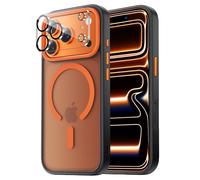 Tigowos Magnetic for iPhone 17 Pro Max Case Fits MagSafe Camera Len Protector*1 16FT Drop Resistant Matte Skin Feeling Back Cover Shockproof Slim Fit for iPhone 17 Pro Max Phone Case 6.9 inch,Orange