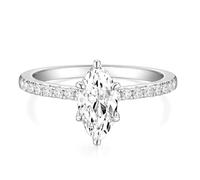 TIGRADE 2CT Engagement Ring for Women Marquise Cut Cubic Zirconia Wedding Band CZ Promise Anniversary Ring Size 3-12, Metal, Cubic Zirconia
