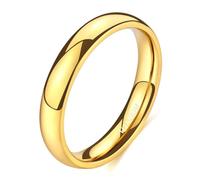 TIGRADE 2mm 4mm 6mm Gold Titanium Ring Plain Dome High Polished Wedding Band Comfort Fit Size 3-13, 4mm, Size 5.5