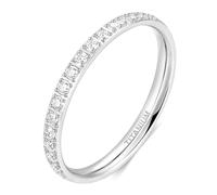 TIGRADE 2mm Women Titanium Eternity Ring Cubic Zirconia Anniversary Wedding Engagement Band Size 3-13.5, 5.5 UK, Metal, Cubic Zirconia