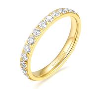 TIGRADE 3mm Women Titanium Engagement Ring Half Cubic Zirconia Eternity Wedding Band Size 3-13, 4 UK, Metal, Cubic Zirconia