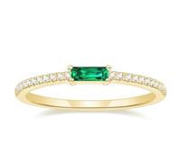 TIGRADE Emerald Cut Anniversary Ring Baguette Eternity Ring CZ Minimal Dainty Stacking Ring for Women Size 4-10, stone, Cubic Zirconia