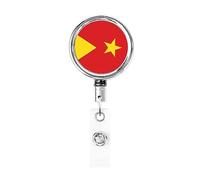 Tigray Region Flag Heavy Duty Metal Badge Holder Reel, Retractable Badge Holder with Belt Clip for Key Name Card Holder Employee Teacher