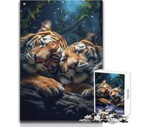 Tigress And Tiger Lovers 1000 Pieces Puzzles for Adults Playful Learning Cognitive Activity for Joyful Surprises Size 38x52cm