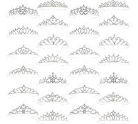 Tihebax 26Pcs Tiaras Crowns Headband for Girls Women Small Silver Princess Tiara Bulk Crown Tiaras Rapunzel Crowns for Wedding Birthday Crystal Tiara for Prom, Bride, Pageant, Halloween