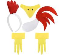 Tihebax Chicken Rooster Costume Set - Chicken Headband, Tail, Beak Nose, and Feet for Adults or Girls Rooster Cosplay Halloween Party Costume Accessories