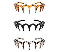 Tihebax Zig Zag Headbands, 6PCS Plastic Hairband for Women&Men Sharks Tooth Hair Comb Headband Wavy Teeth Head Bands U Shaped Hair Hoop Women Girls Unisex (Black Brown Gray)
