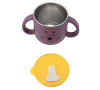 Tihebeyan Baby Dual Many Copices of Stainless Cartoon Steel with Straw, Isolated and Twice About 25 Ml (Purple)
