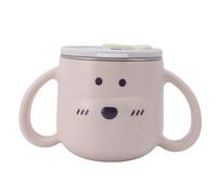 Tihebeyan Baby Dual Many Copices of Stainless Cartoon Steel with Straw, Isolated and Twice About 25 Ml (Pink)