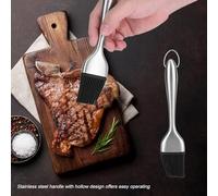 Tihebeyan Barbecue Oil Brush with Stainless Steel Handle Silicone Head Basting Tool, 20cm Length, Easy to (Straight handle 20cm)