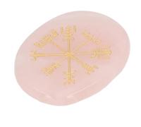 Tihebeyan Crystals and Healing Stones, Hand Carved Healing Crystal Stone Engraved with Nordic Vikings Symbols for Chakra Cleansing Meditation Divination (Rose)