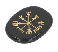 Tihebeyan Crystals and Healing Stones, Hand Carved Healing Crystal Stone Engraved with Nordic Vikings Symbols for Chakra Cleansing Meditation Divination (Obsidian)