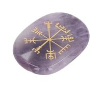 Tihebeyan Crystals and Healing Stones, Hand Carved Healing Crystal Stone Engraved with Nordic Vikings Symbols for Chakra Cleansing Meditation Divination (Violet)