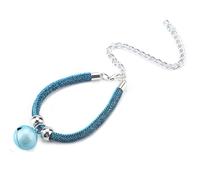 Tihebeyan Soft Nylon Cat Collar Japanese Style Collar with Bell, Adjustable Kitten Collar for Small Pets, Pet Accessory with Extension Chain (Jian Lan)