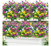 TIHEDES12 Bundles Artificial Flowers Outdoor Fake Plants, Faux Plastic Greenery Shrubs for Hanging Planter Garden Porch Window Box Outside Decoration,Home Indoor Decormagenta(Type E)