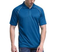 TIHEEN Golf Shirts for Men,Short Sleeve Moisture Wicking Proformance Big & Tall Polo Shirts, 12129# Blue (With Gray Stripe), XXXXXXL