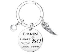 Tihnvk 50th Birthday Gifts Happy 50th Birthday Keychain for Friends Birthday Decorations for Women Funny Birthday Gifts for 50 Years Old Women