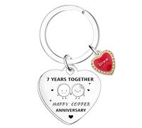 Tihnvk 7th Wedding Anniversary Keyring Happy Copper Anniversary 7 Year Wedding Anniversary Keychain for Husband Wife Valentine's Day Gifts Christmas Birthday Gifts for Couple