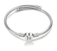 Tihnvk Birthday Bracelets For Daughter Sister Mum Grandma Silver Bracelet Lucky Number Birthday Bracelet Cuff Bangle Jewellery Bracelets For Age 7-70 (10th)
