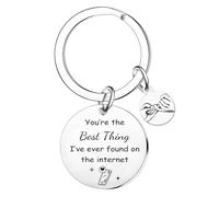 Tihnvk Boyfriend Girlfriend Keyring Valentine's Day Gifts Romantic Gift for Him Her Christmas Birthday Gifts for Couples You're The Best Thing I’ve Ever Found On The Internet Keychain