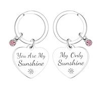 Tihnvk Couples Keychain Gifts for Girlfriend Boyfriend Valentine's Day Gifts Christmas Birthday Gift for Husband Wife You Are My Sunshine Keyring