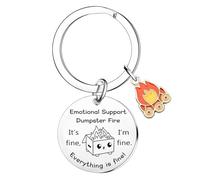 Tihnvk Dumpster Fire Keyring Emotional Support Dumpster Fire Gifts Inspirational Gift for Friend Coworker Encouragement Gift for Daughter Son Cheer Up Gifts