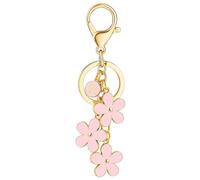 Tihnvk Flower Initial Keychain for Women Flower Charms Pink Letter Keyring for Backpack Handbag Flowers Bag Charms Enamel Keychain (Letter R)