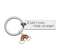 Tihnvk Funny Gay Keychain Gifts for Lesbians Gifts for LGBT Gift Gay Pride I Can't Even Think Straight Keyring Valentines Day Gift for Lesbian