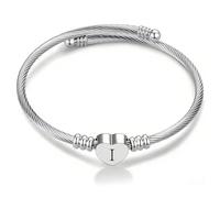 Tihnvk Initial Bangles For Women Open Bangle Adjustable Jewellery 26 Initial Letter Alphabet A-Z Cuff Bracelet For Daughter Friends Mum Aunt (Letter I)