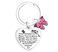Tihnvk Inspirational Keychain for Women Graduation Gift for Daughter Sister Encouragement Gifts for Friends Butterfly Pendant Always Remember You Are Braver Than You Believe Keyring