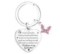 Tihnvk Mother's Day Gifts Godmother Keyring Godmother Proposal Birthday Gifts From Godson Goddaughter Will You Be My Godmothers Keyring