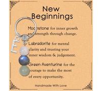 Tihnvk Natural Crystals Keychain New Beginnings Gift for Women Initial Keychain Letter Pendant Charm Healing Stone Gift Retirement Gifts for Coworker Graduation Present (Letter E)