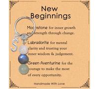Tihnvk Natural Crystals Keychain New Beginnings Gift for Women Initial Keychain Letter Pendant Charm Healing Stone Gift Retirement Gifts for Coworker Graduation Present (Letter S)