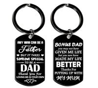 Tihnvk Step Daddy Keyring Gifts for Stepdad from Daughter Son Bonus Dad Keychain Father's Day Gift Christmas Birthday Gifts for Stepfather