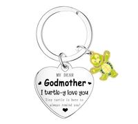 Tihnvk Turtle Gifts for Godmother Mother's Day Gift Godmother Keyring from Godson Goddaughter I Turtle-y Love You Keychain