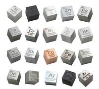 TIHONORI 20 Piece Metal Element Cubes Set - Density Cube Set for A Periodic Table of Elements Collection - Pure Tungsten Cube, Titanium, Nickel, Aluminum, Iron, Copper, 14 More (.39 Inch/10mm)