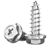 TIHONORI 50Pcs M5 Stainless Steel 304 Hex Washer Head Self Tapping Screws, Phillips Drive, External Hex Flange, 12mm-20mm Length,16mm