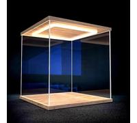 TIHONORI Acrylic Display Case with Light Transparent Display Box 50cm×50cm×50cm for Mini Figures, Building Blocks, Model Toys,50cm*50cm*50cm
