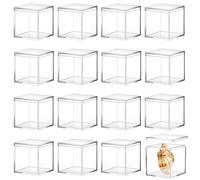 TIHONORI Clear Small Acrylic Box Plastic Acrylic Square Cube with Lid, Gifts Box Storage Containers Display Box for Cosmetics, Jewelry, Party Favors, Makeup, and Tiny Item,16 Pcs 6.5 * 6.5 * 6.5cm