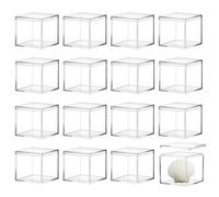TIHONORI Clear Small Acrylic Box Plastic Acrylic Square Cube with Lid, Gifts Box Storage Containers Display Box for Cosmetics, Jewelry, Party Favors, Makeup, and Tiny Item,16 Pcs 5.5 * 5.5 * 4.5cm