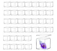 TIHONORI Clear Small Acrylic Box Plastic Acrylic Square Cube with Lid, Gifts Box Storage Containers Display Box for Cosmetics, Jewelry, Party Favors, Makeup, and Tiny Item,50 Pcs 3.3 * 3.3 * 3.3cm