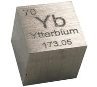 TIHONORI Ytterbium Cube - 10mm Pure Metal Element Cubes - Laser Engraved High Density Cube Set for a Periodic Table of Elements Collection,Ytterbium