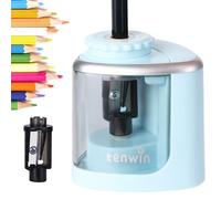 Tihoo Electric Pencil Sharpener with Durable Blade, Battery Operated Automatic Sharpener for No.2/Colored Pencils (6-8mm), School/Classroom/Office/Home, Blue